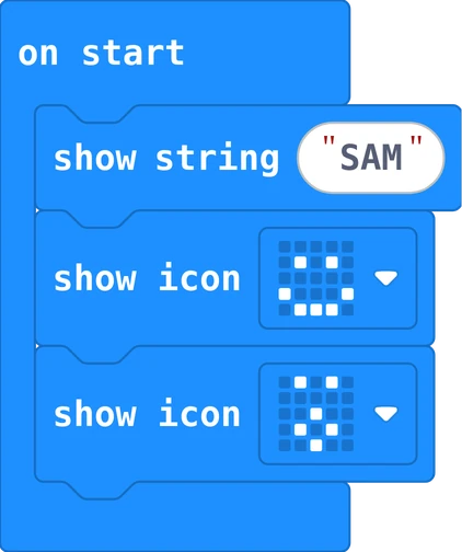 The MakeCode blocks of this program
