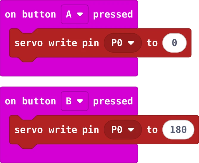 The MakeCode blocks of this program