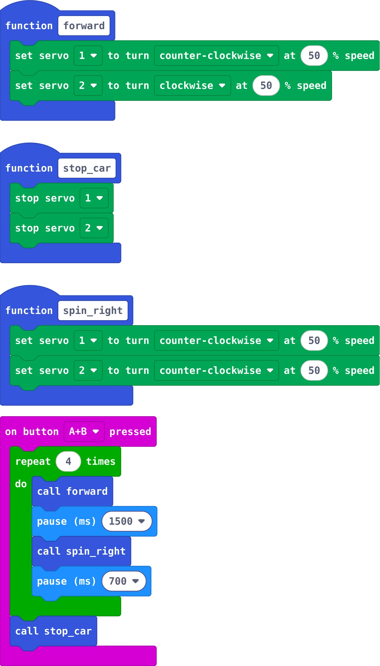 The MakeCode blocks of story 3