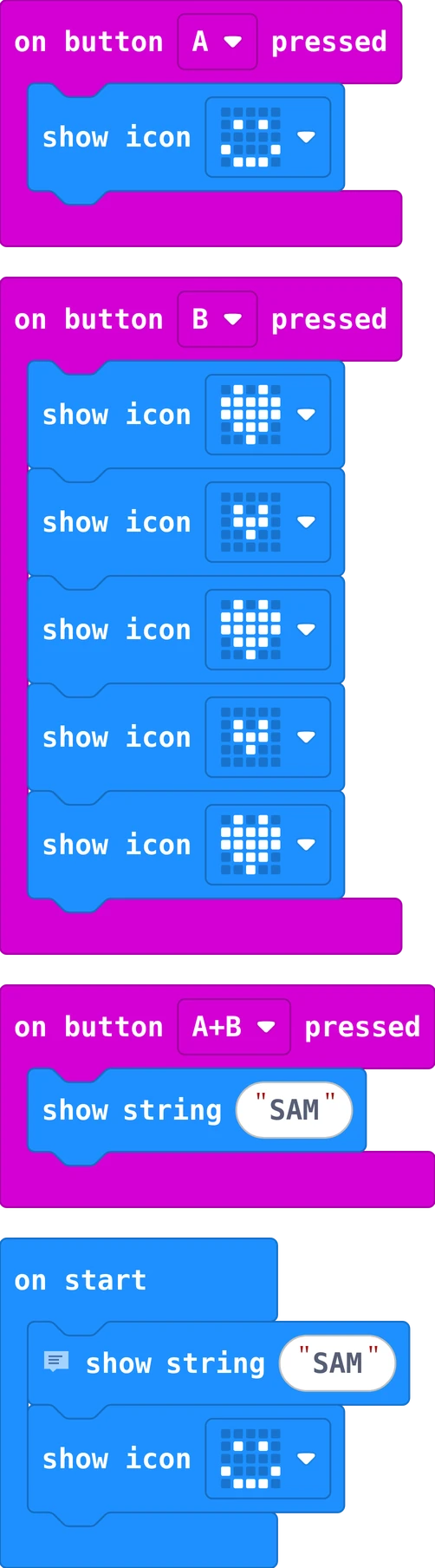 The MakeCode blocks of story 3