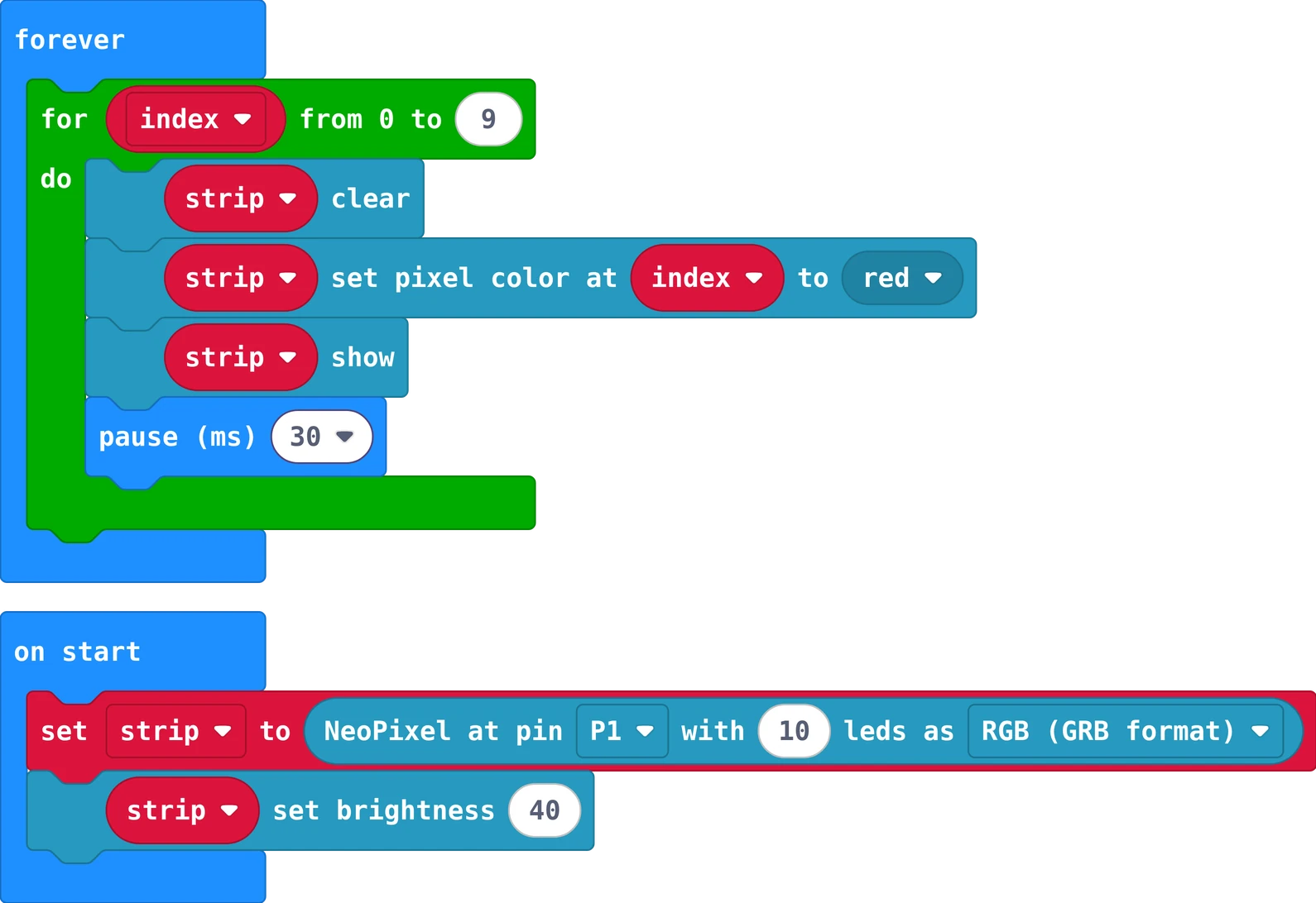 The MakeCode blocks of story 2
