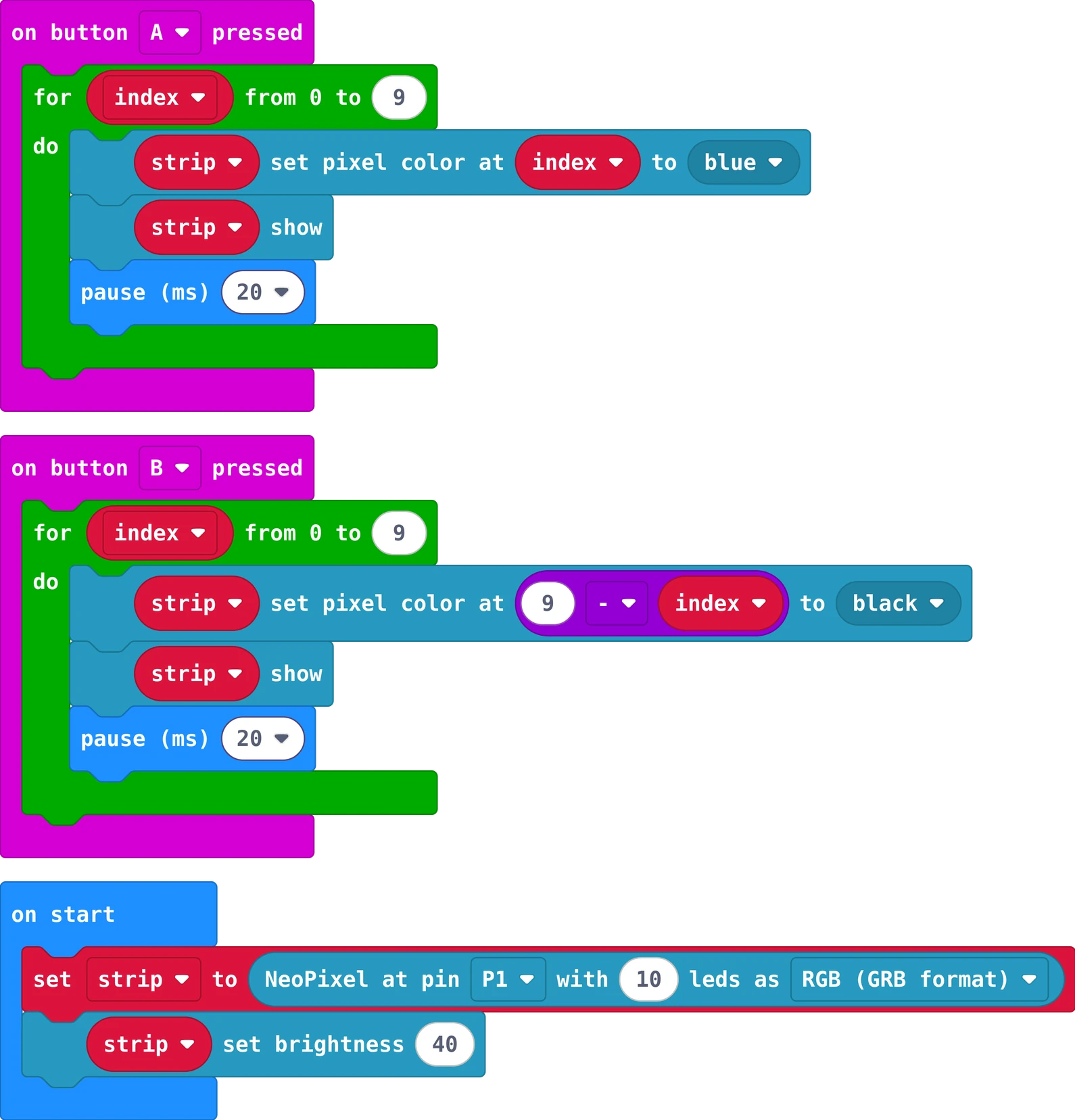 The MakeCode blocks of story 3