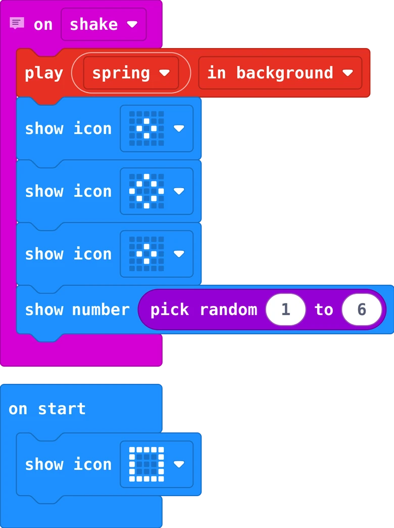 The MakeCode blocks of story 2