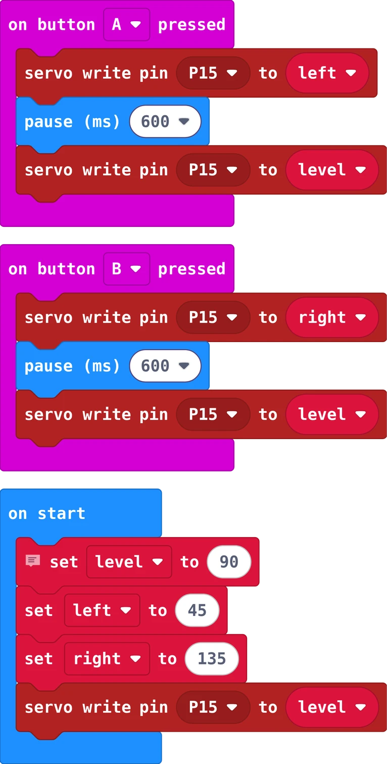 The MakeCode blocks of story 1